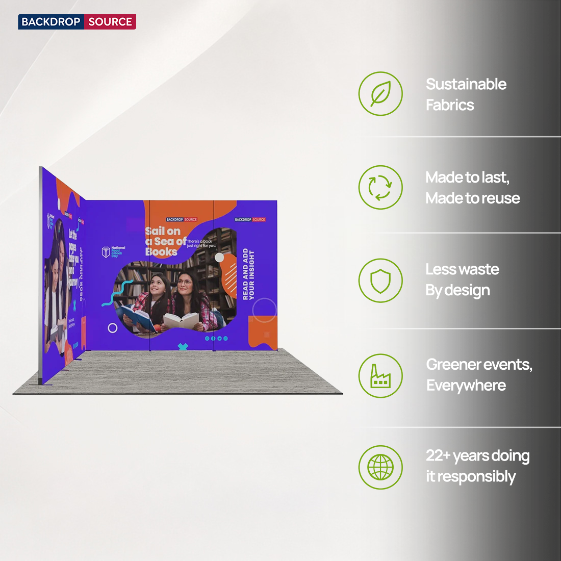 Exhibidor modular de luz SEG de 10 pies para ferias comerciales - Modelo 1