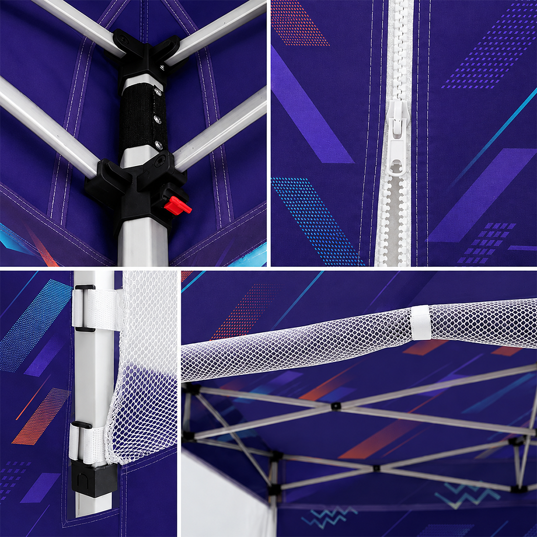 10ft x 10ft Fabric Canopy Kit with L-Shaped Wings & 4 TV Displays