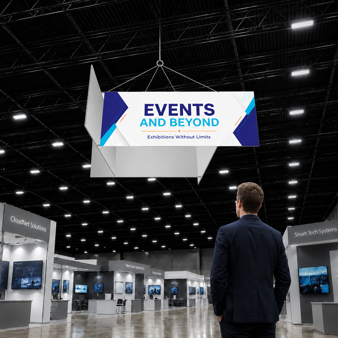 Four-Sided Pinwheel Hanging Banner Display