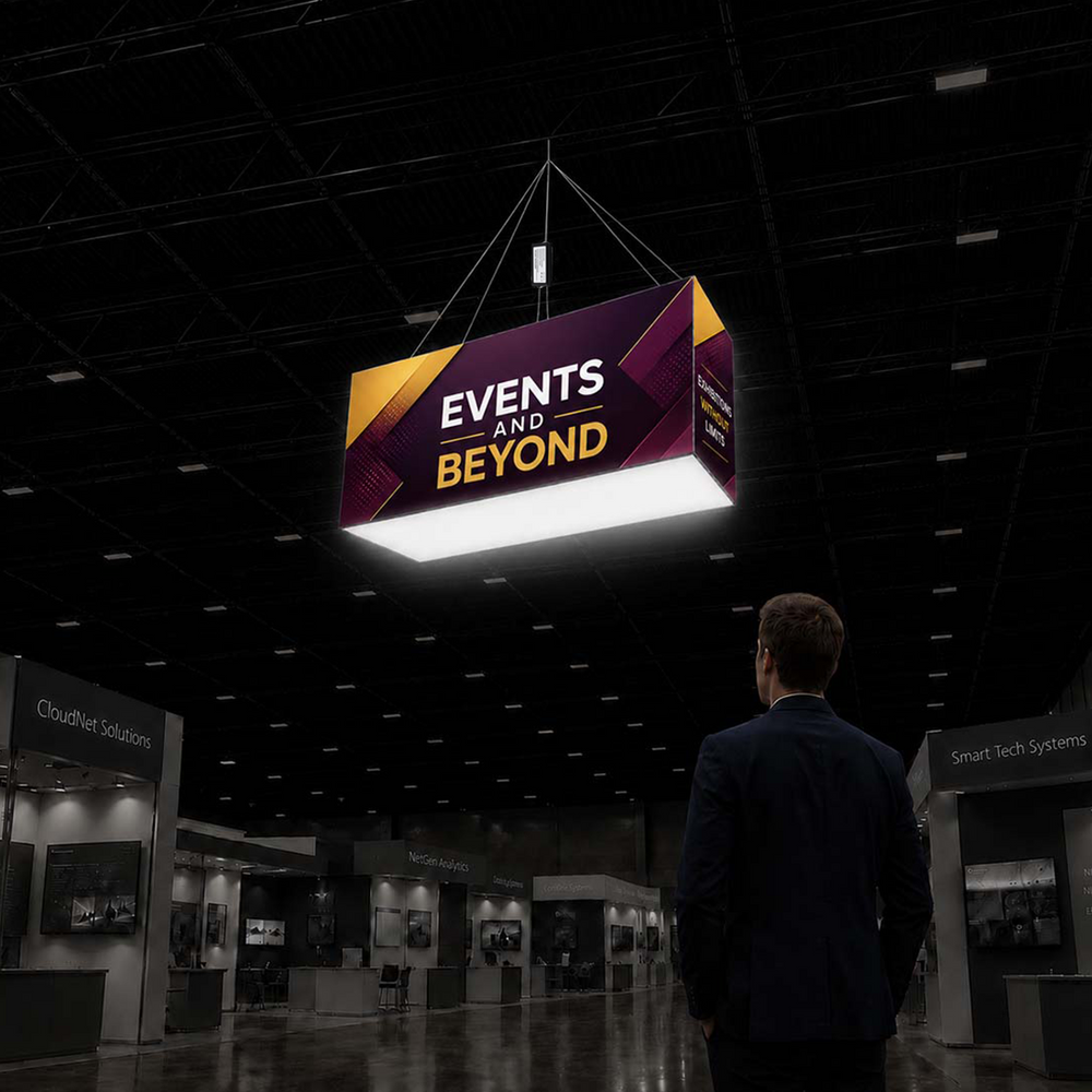 Banner colgante rectangular retroiluminado