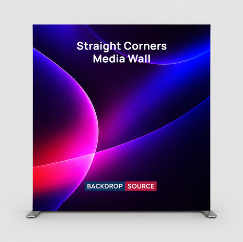 Portable Straight Fabric Media Wall – Square Corners