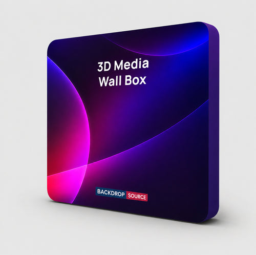 Exhibición multimedia con tejido tensado en caja de pared 3D