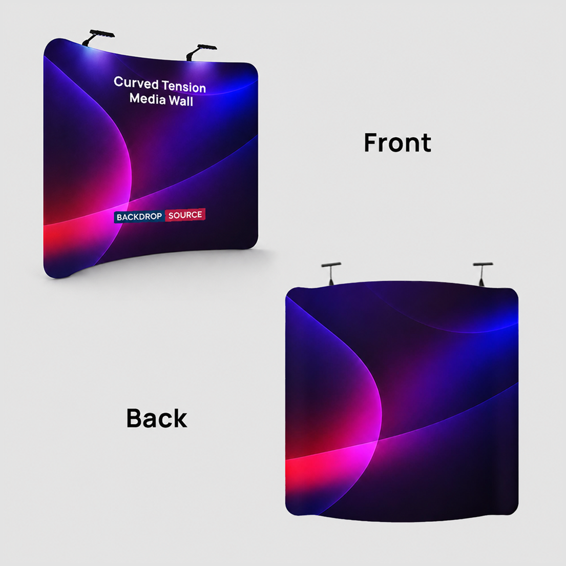 Premium Curved Fabric Backwall Kit with Clamping Lights