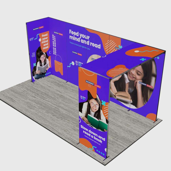 Exhibidor modular de luz SEG de 10 pies para ferias comerciales - Modelo 1
