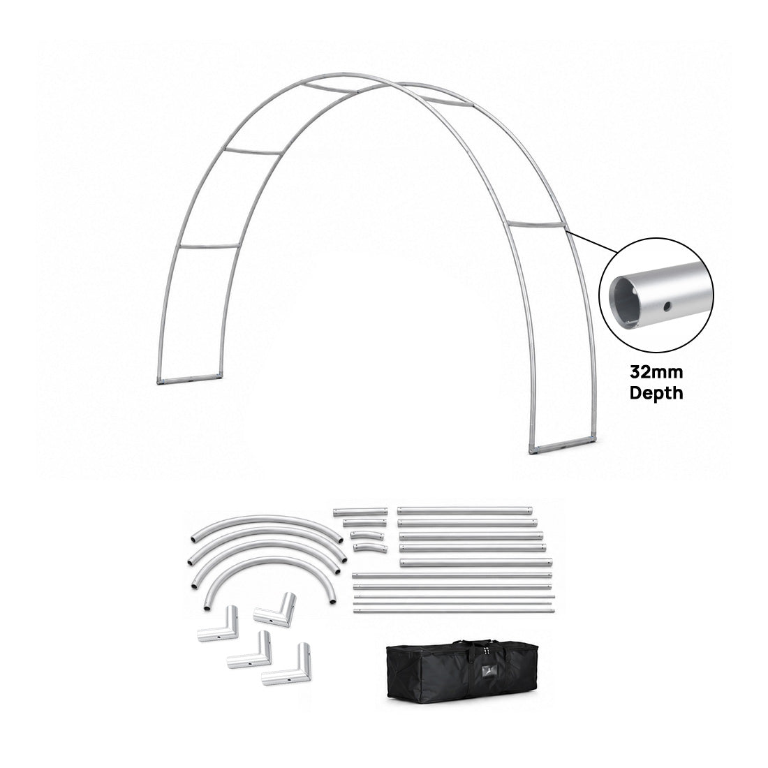 20ft C-Shaped Tension Fabric Arch with Header