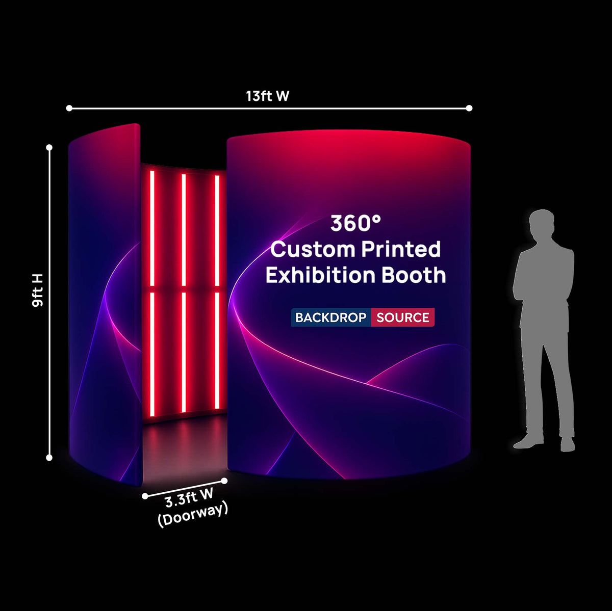 360° Custom Printed Fabric Exhibition Booth with LED Lights