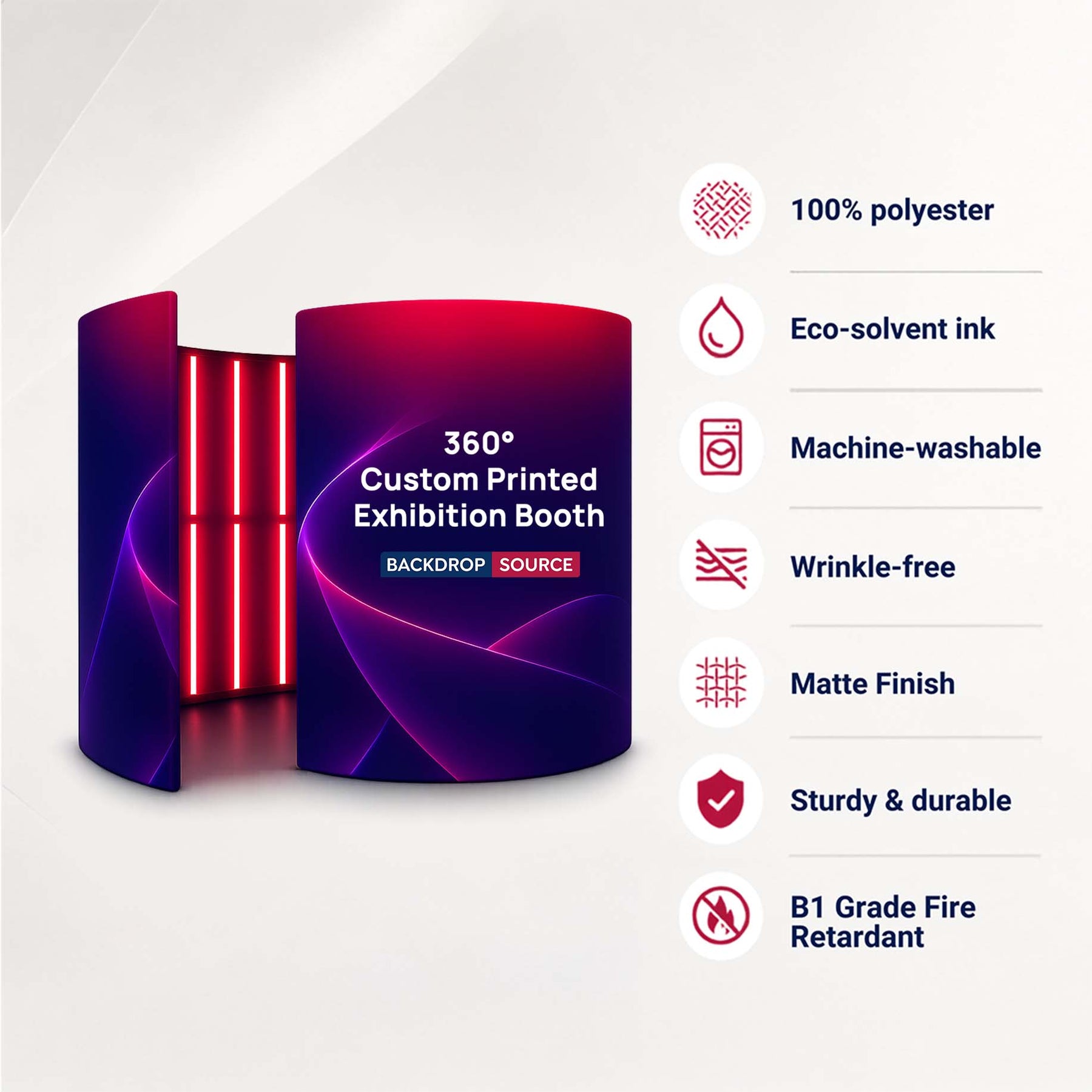 360° Custom Printed Fabric Exhibition Booth with LED Lights