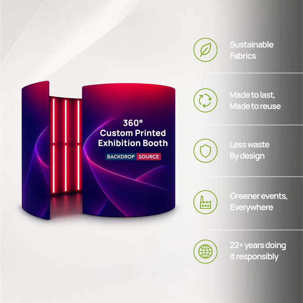 360° Custom Printed Fabric Exhibition Booth with LED Lights
