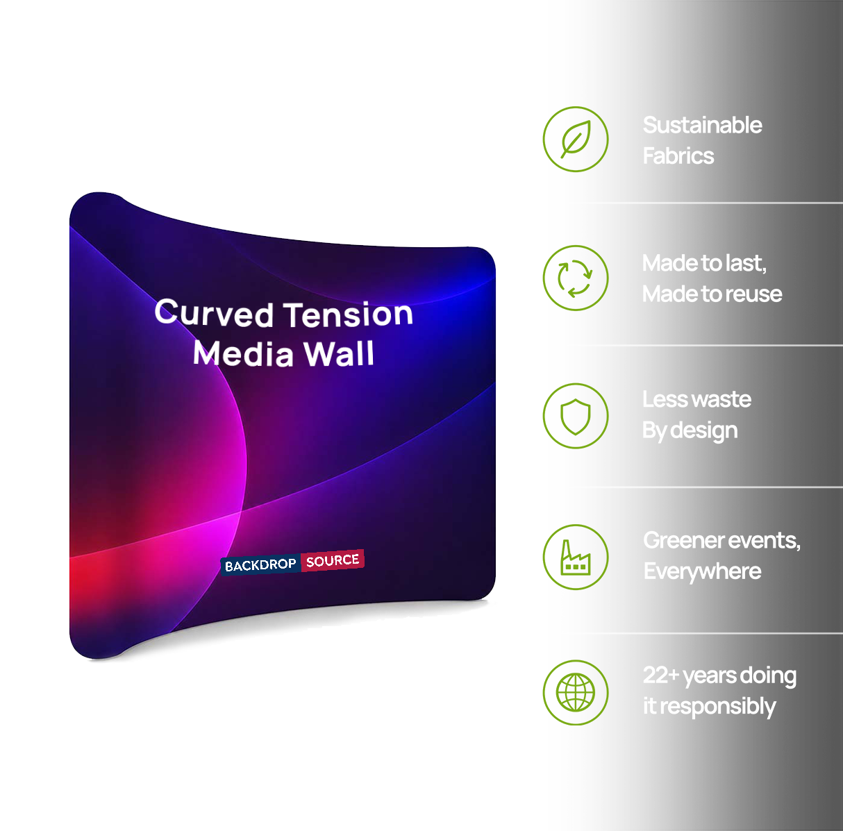 Curved Tension Fabric Portable Media Wall