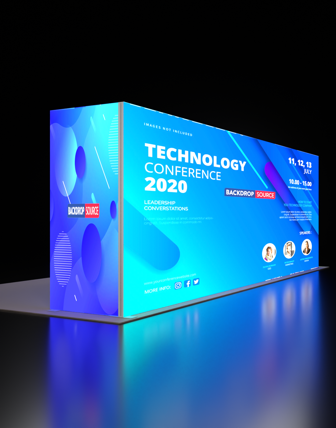 Espositore modulare SEG Lightbox da 10 piedi per fiere - Modello 1