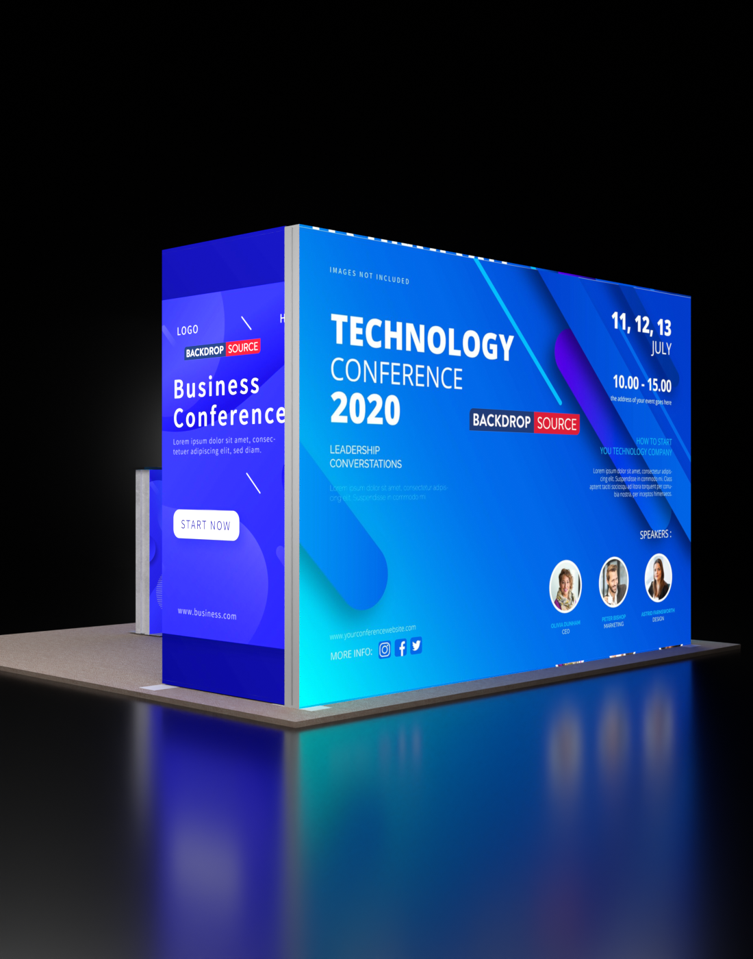 Espositore modulare SEG Lightbox da 10 piedi per fiere - Modello 1