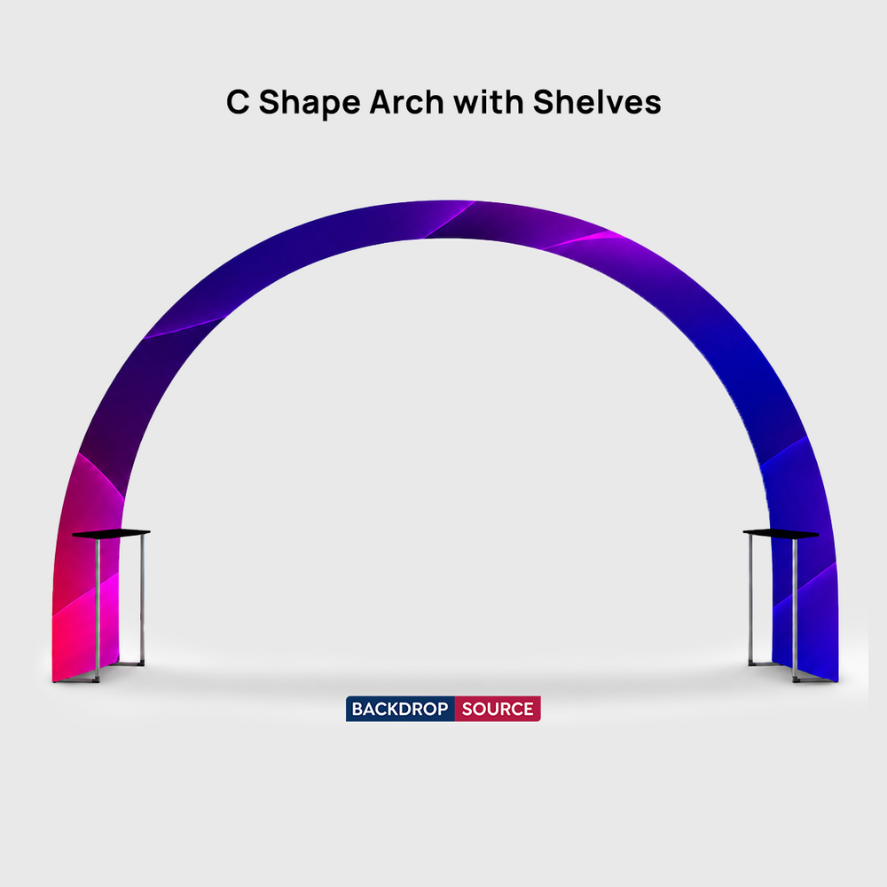 Arco en forma de C con estantes