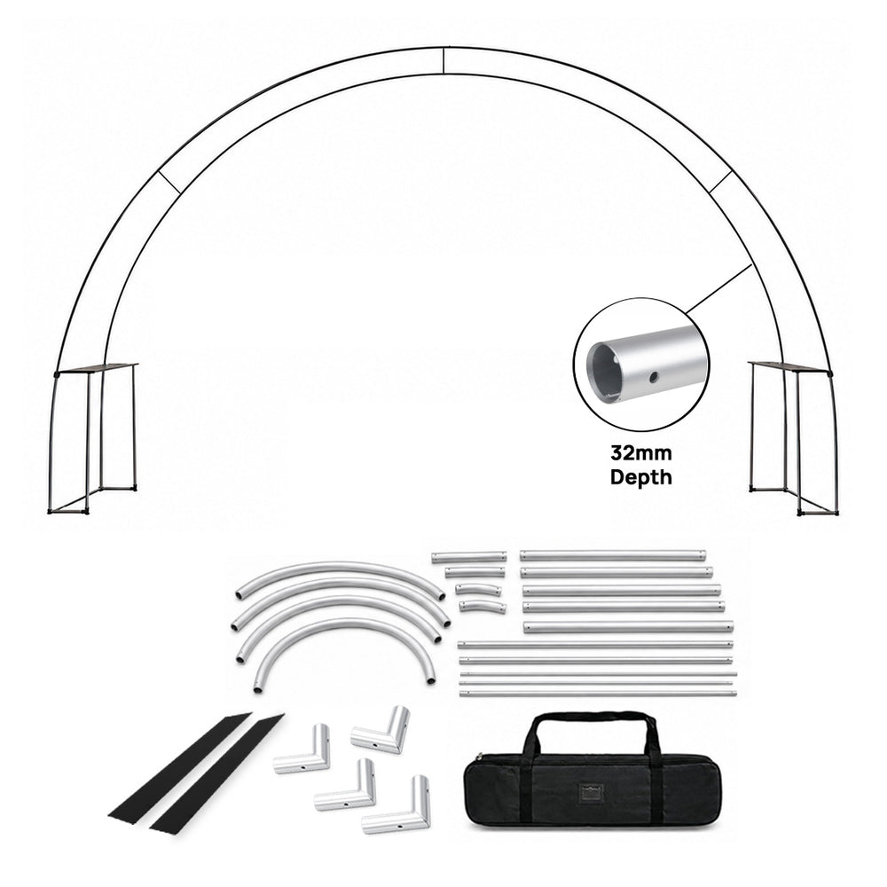 Arco en forma de C con estantes