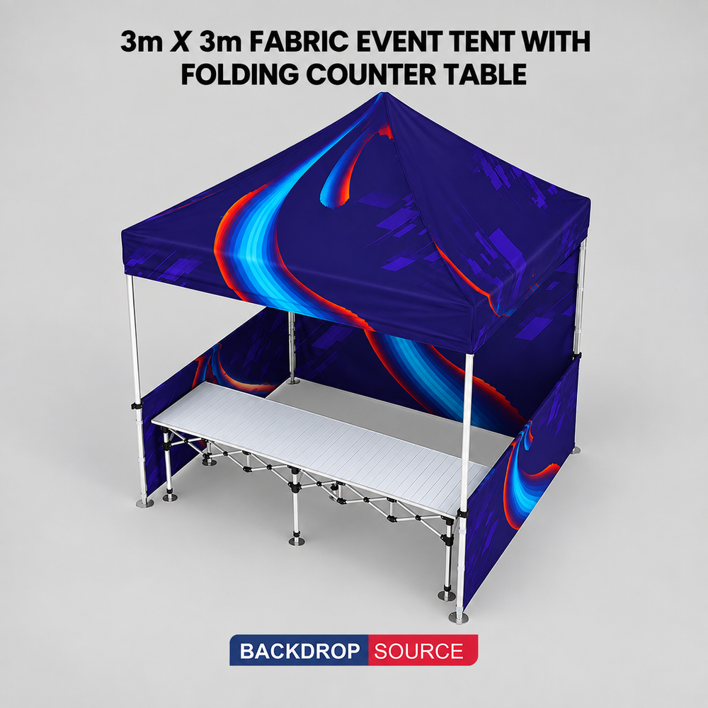 10ft x 10ft Fabric Event Tent with Folding Counter Table