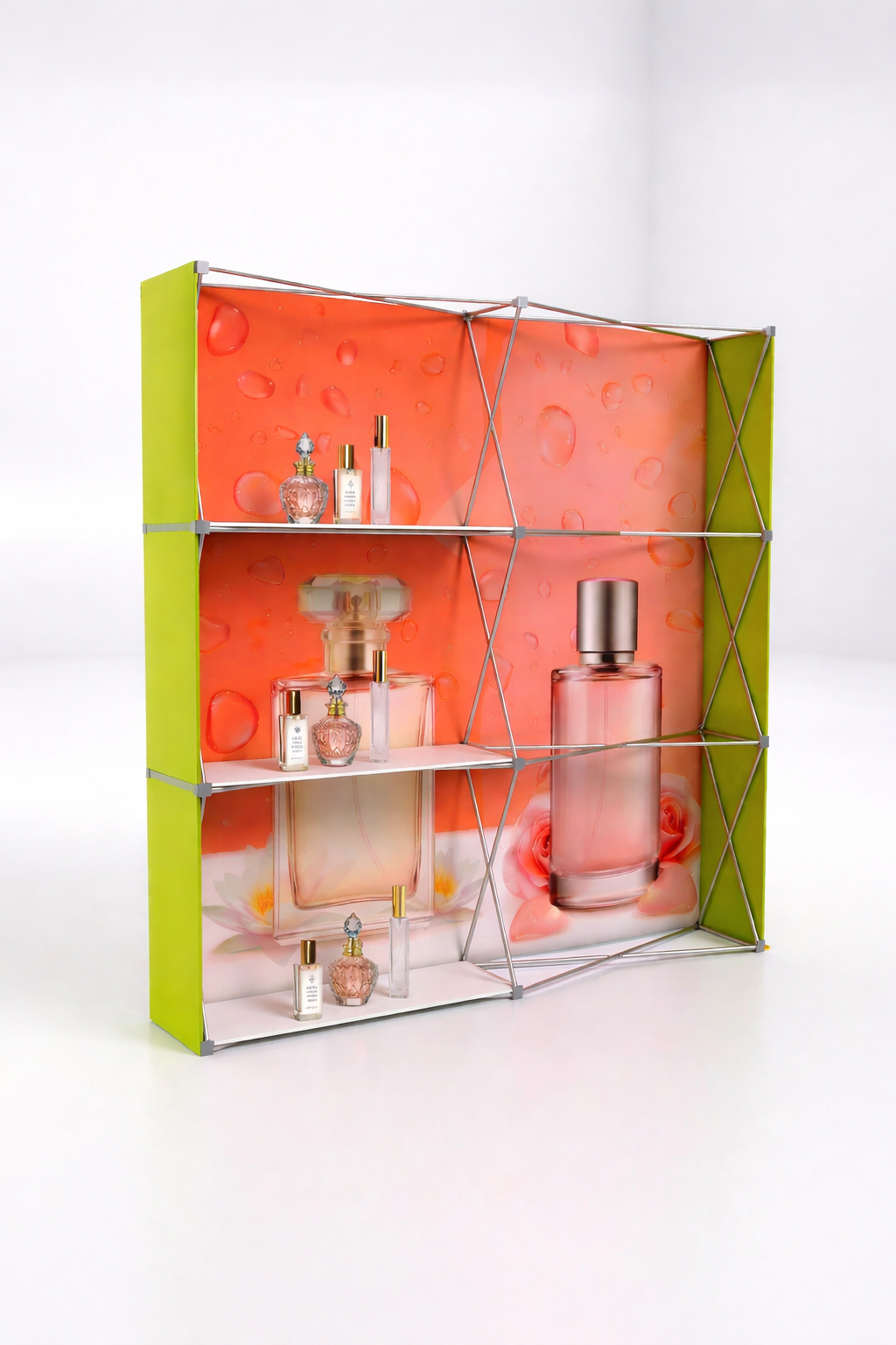 Portable Pop-Up Display Wall with Shelving (Dual-Side Print)