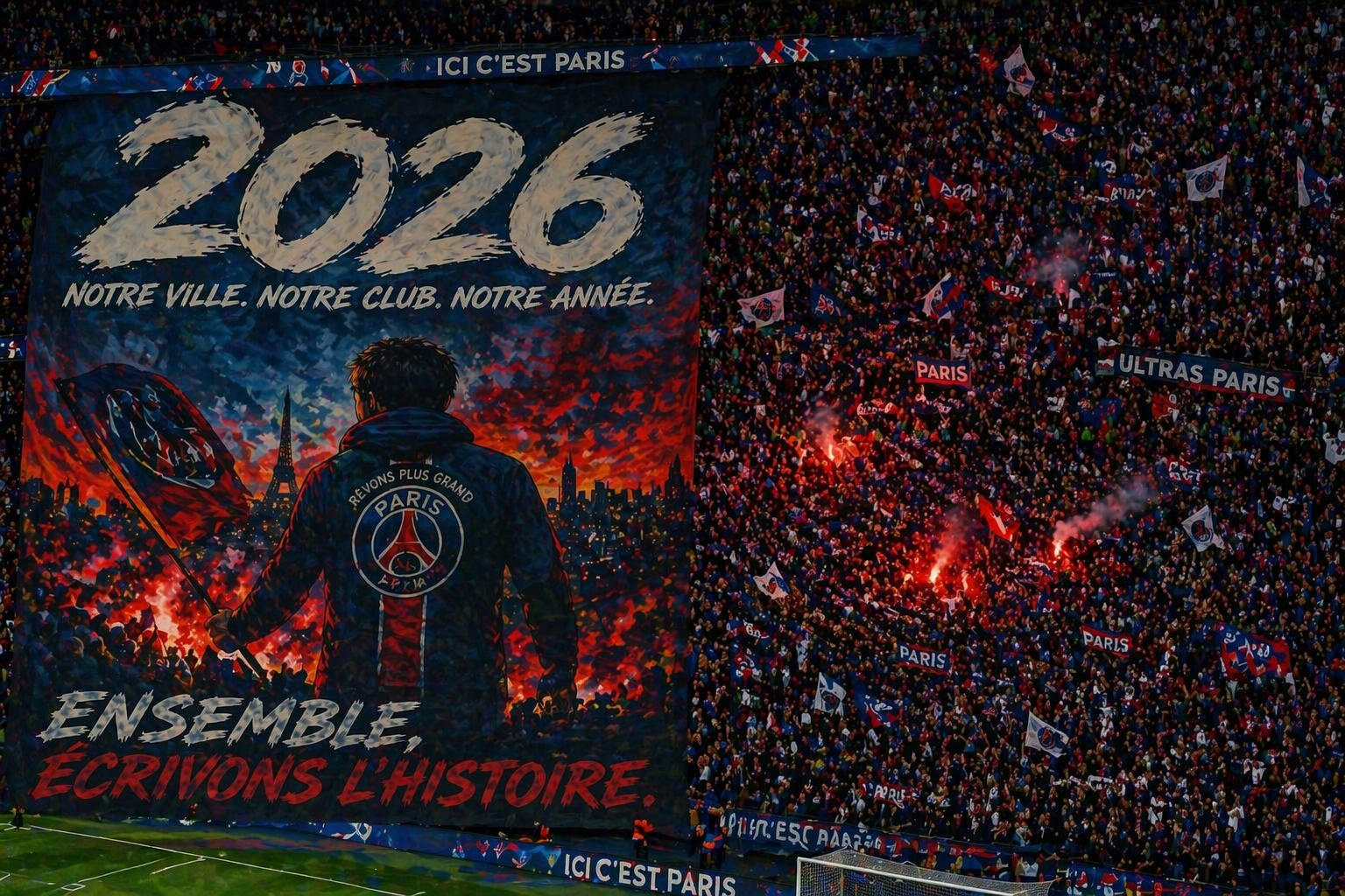 Large-format TIFO stadium banner