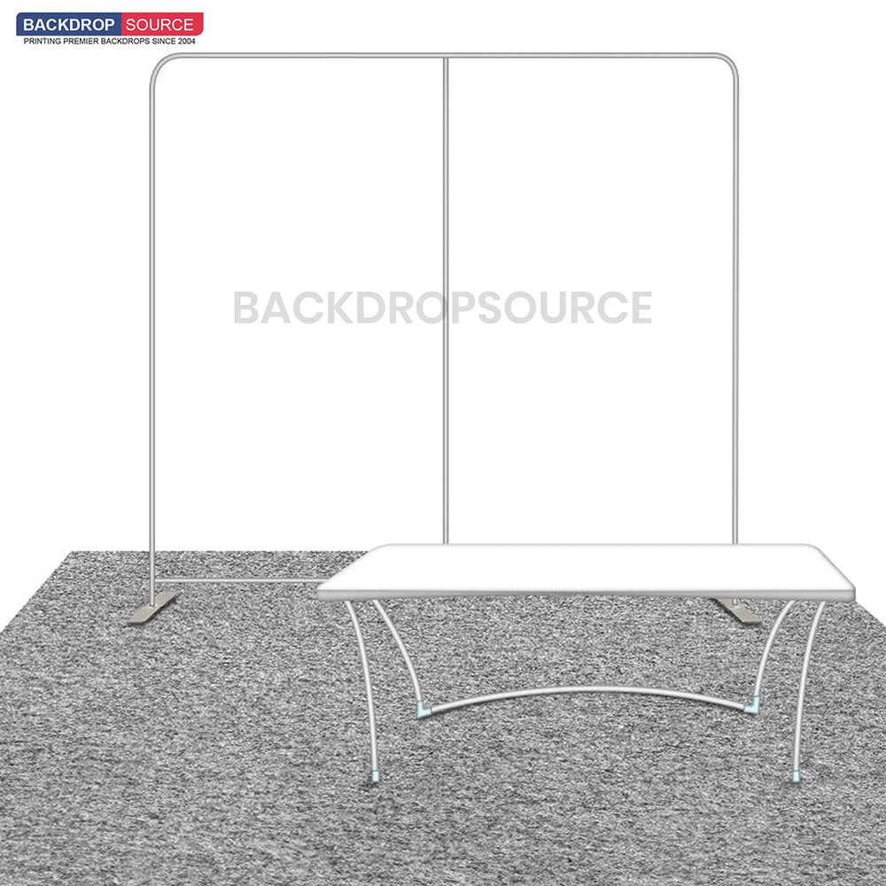 Kit de stand compacto de 10 x 10 con pared trasera y cubierta para mesa