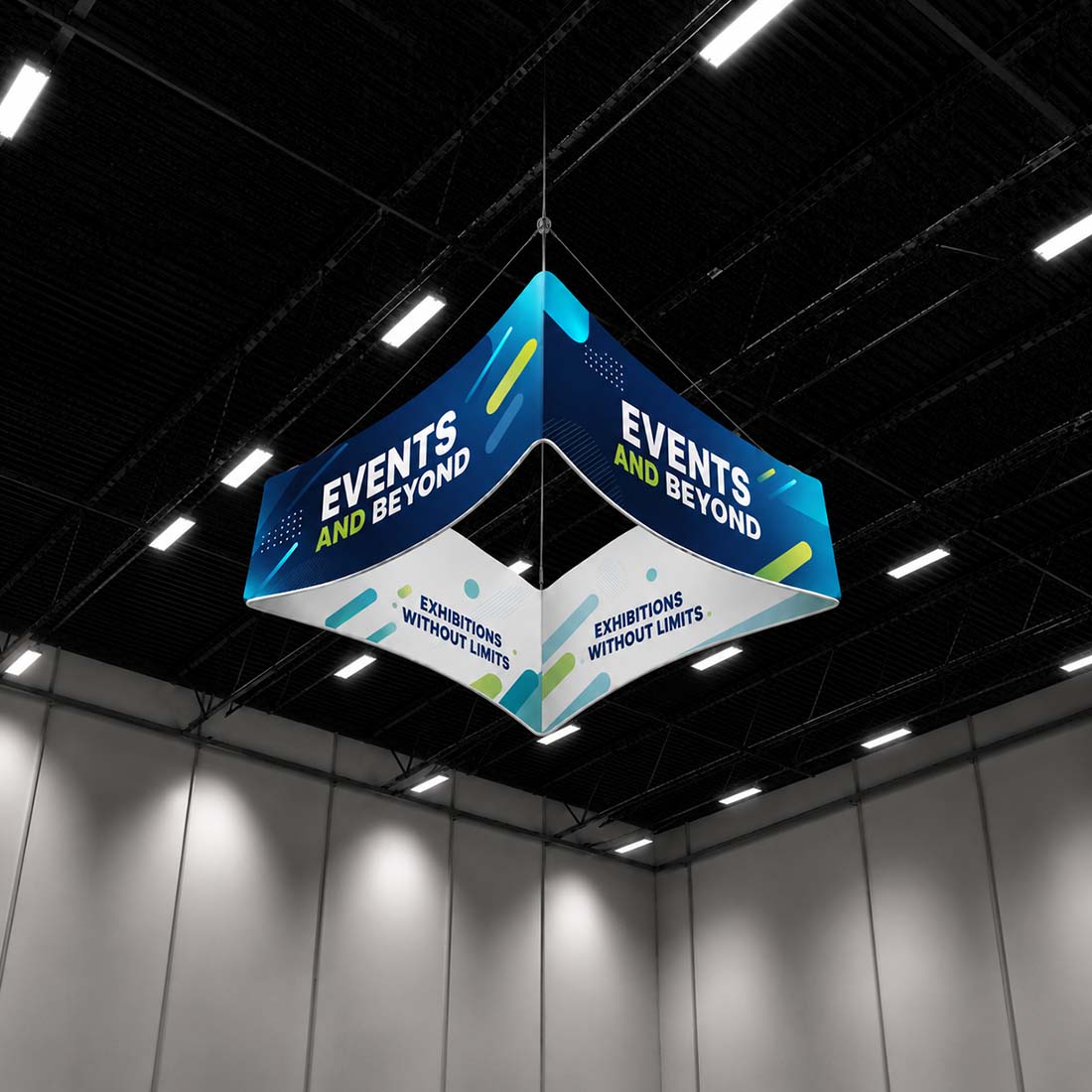 Curved Square Quad Hanging Banner