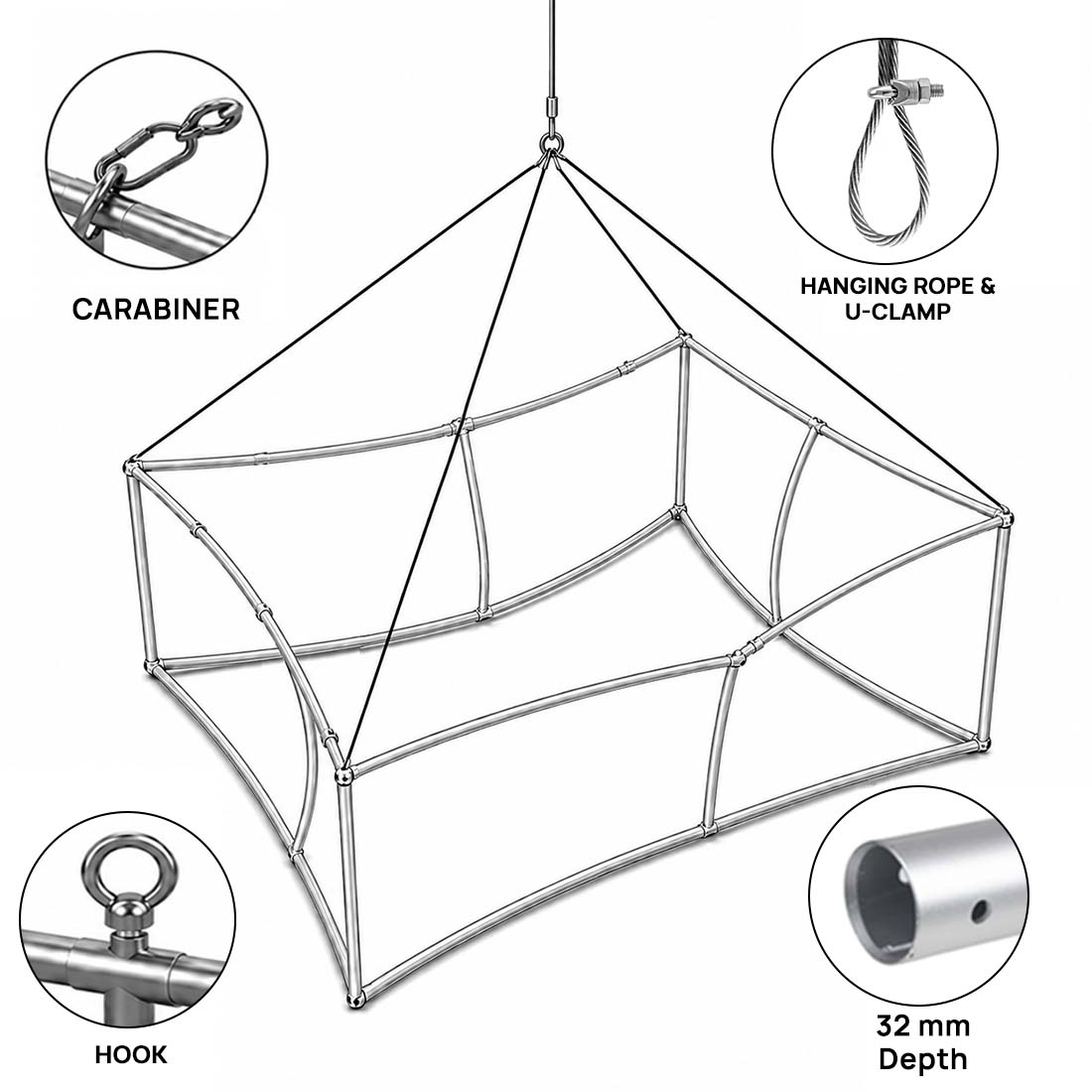 Curved Square Quad Hanging Banner