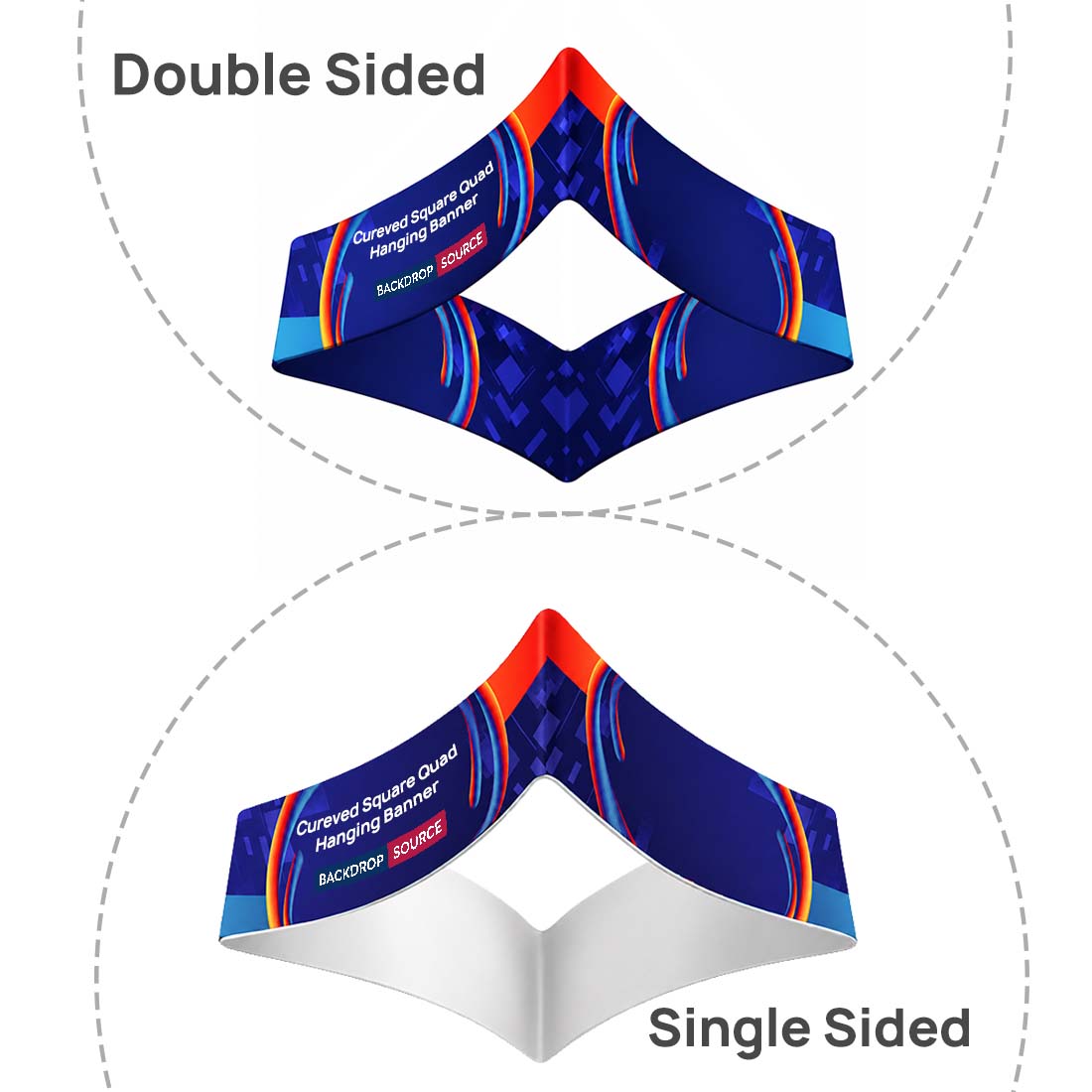 Curved Square Quad Hanging Banner