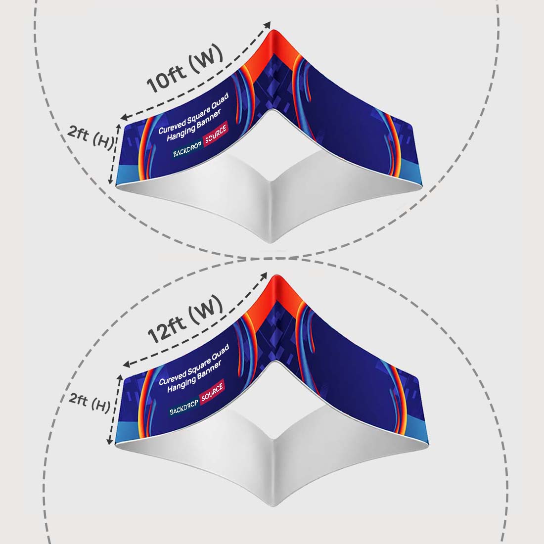 Curved Square Quad Hanging Banner