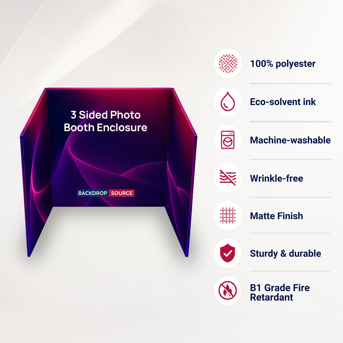Custom Printed 3 Sided Photo Booth Enclosure