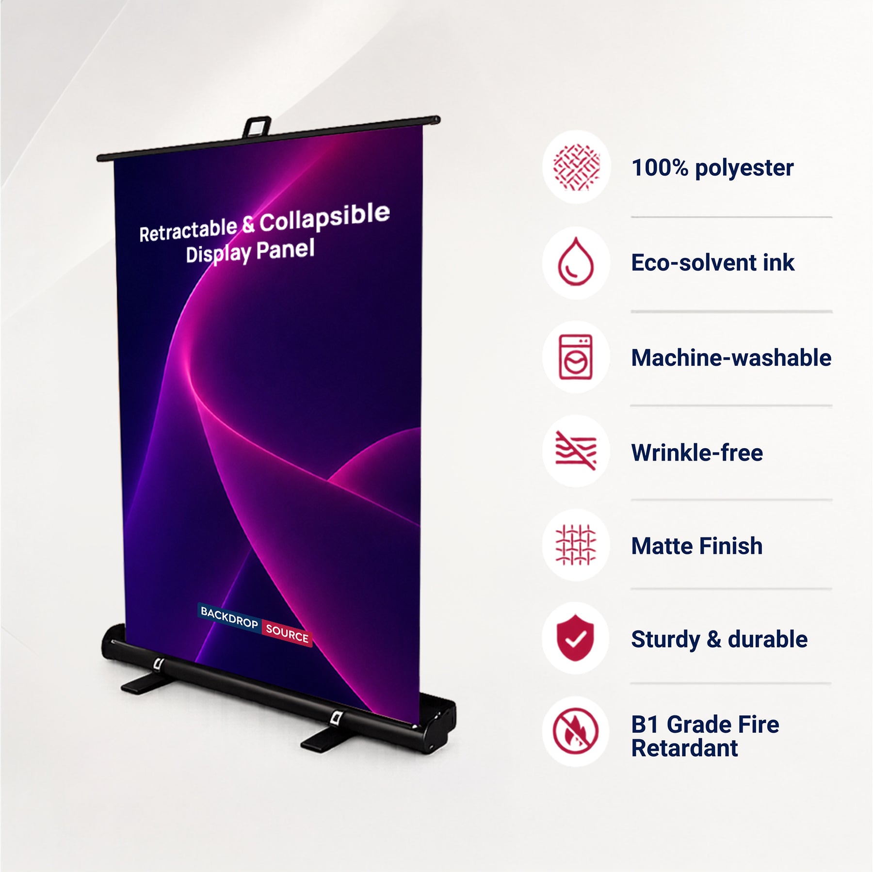 Panel retráctil y plegable con impresión personalizada