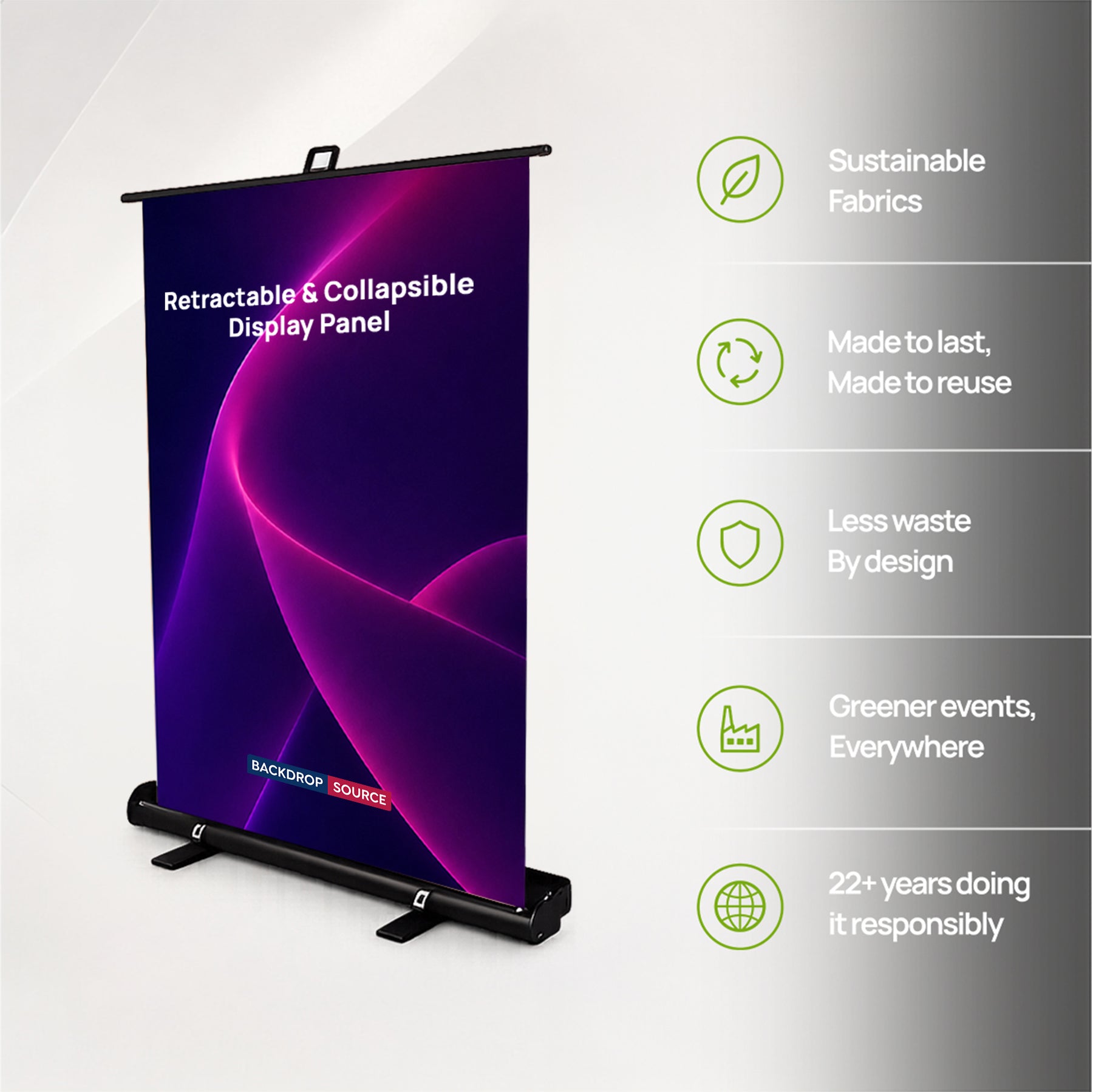 Panel retráctil y plegable con impresión personalizada