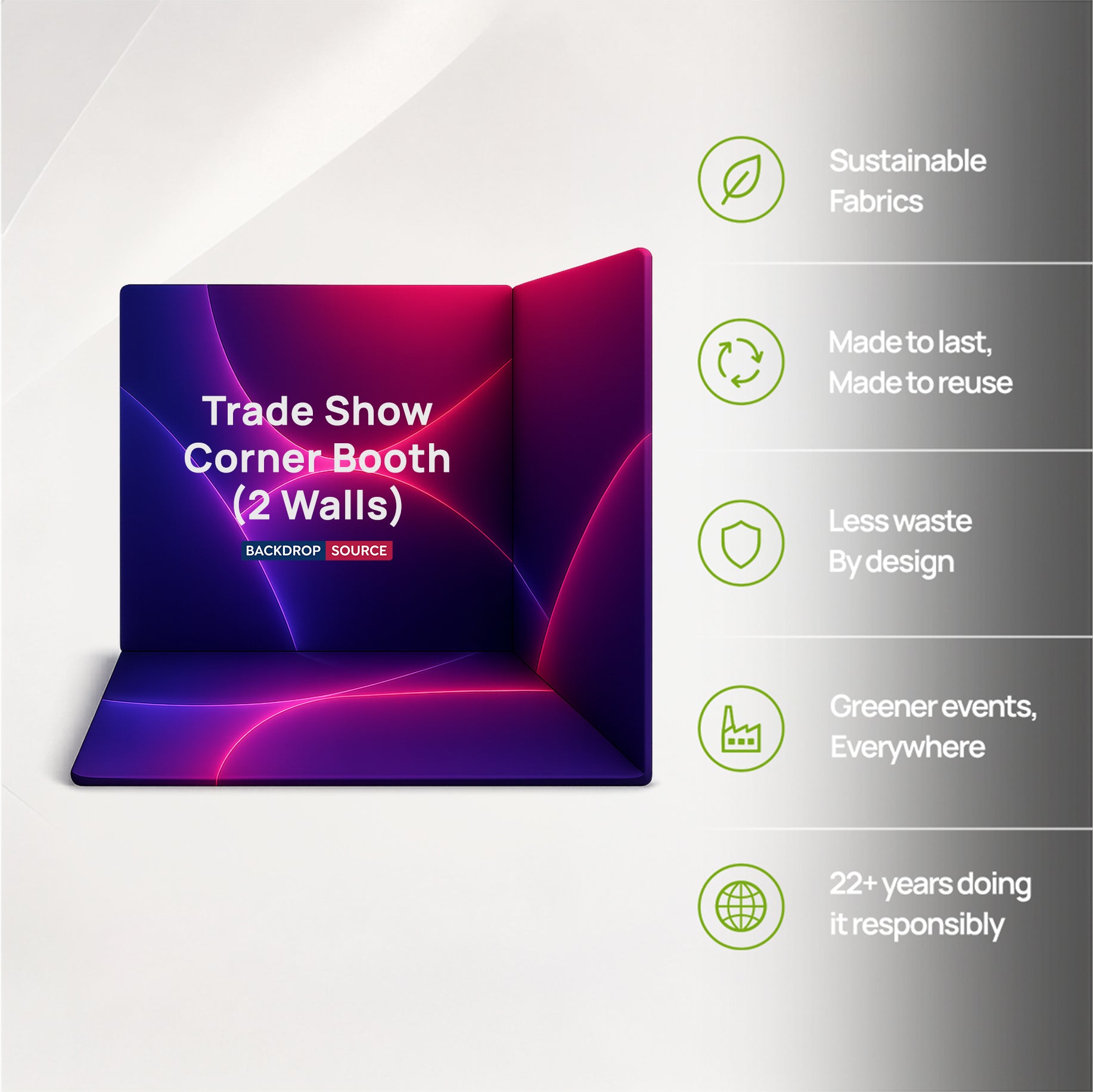 Custom Printed Trade Show Corner Booth (2 Walls)