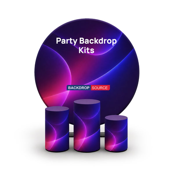 Kits de fondos redondos personalizados con mostrador para fiestas de cumpleaños y eventos