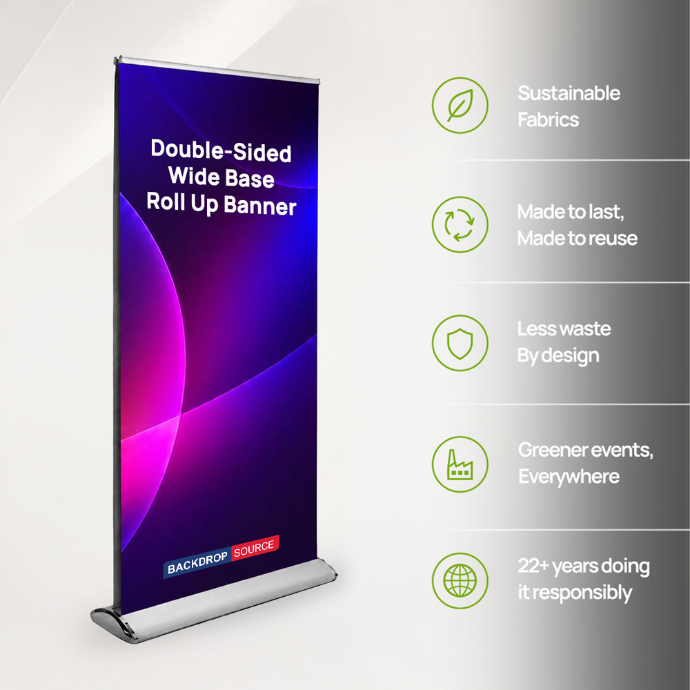 Double-sided wide base Fabric Roll Up Banner