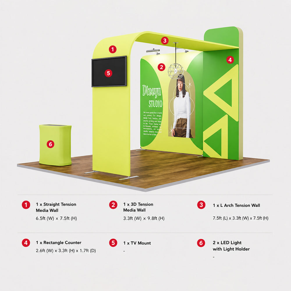 Premium Modular L Arch TV Display Exhibition Kit for 10ft Wide Booths