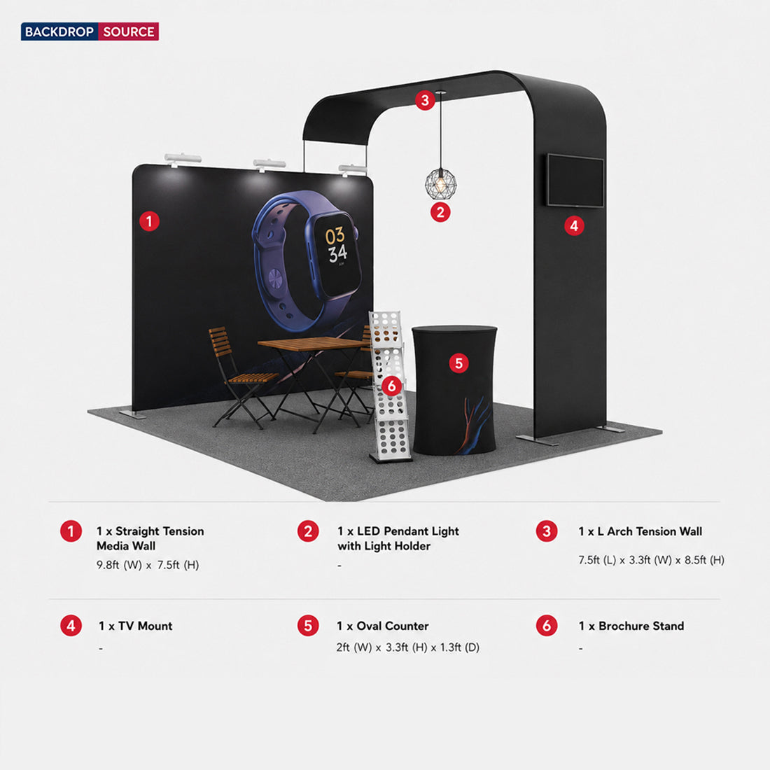 Modular L Arch TV Display Exhibition Kit for 10ft Wide Booths