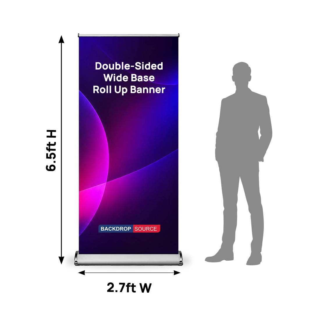 Double-sided wide base Fabric Roll Up Banner