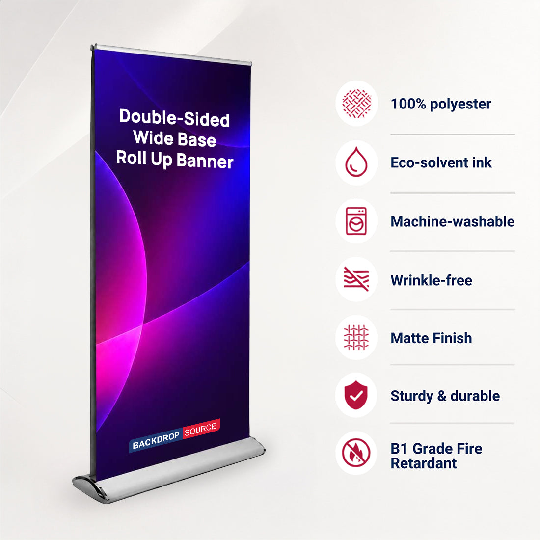 Double-sided wide base Fabric Roll Up Banner