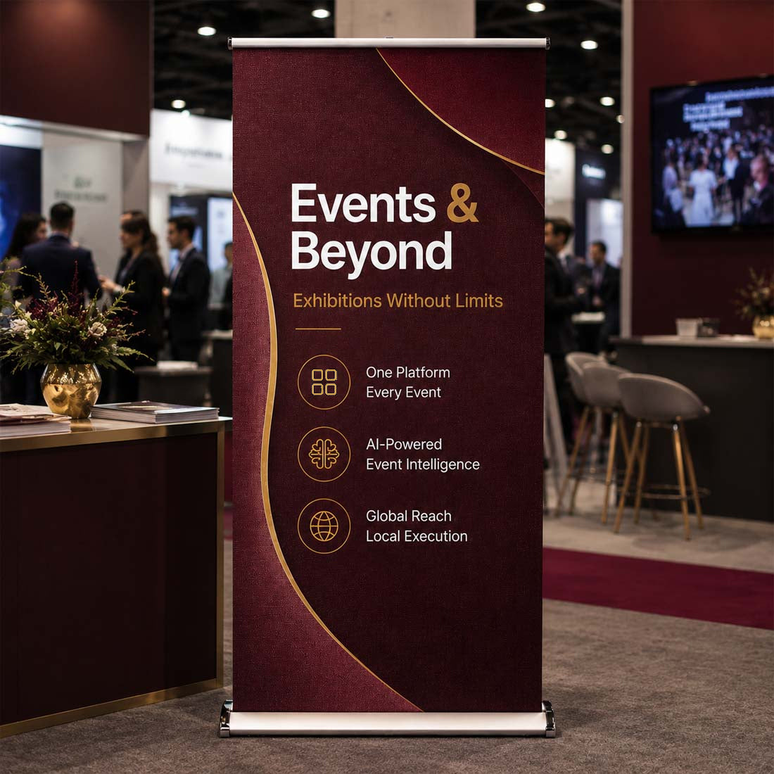 Double-sided wide base Fabric Roll Up Banner
