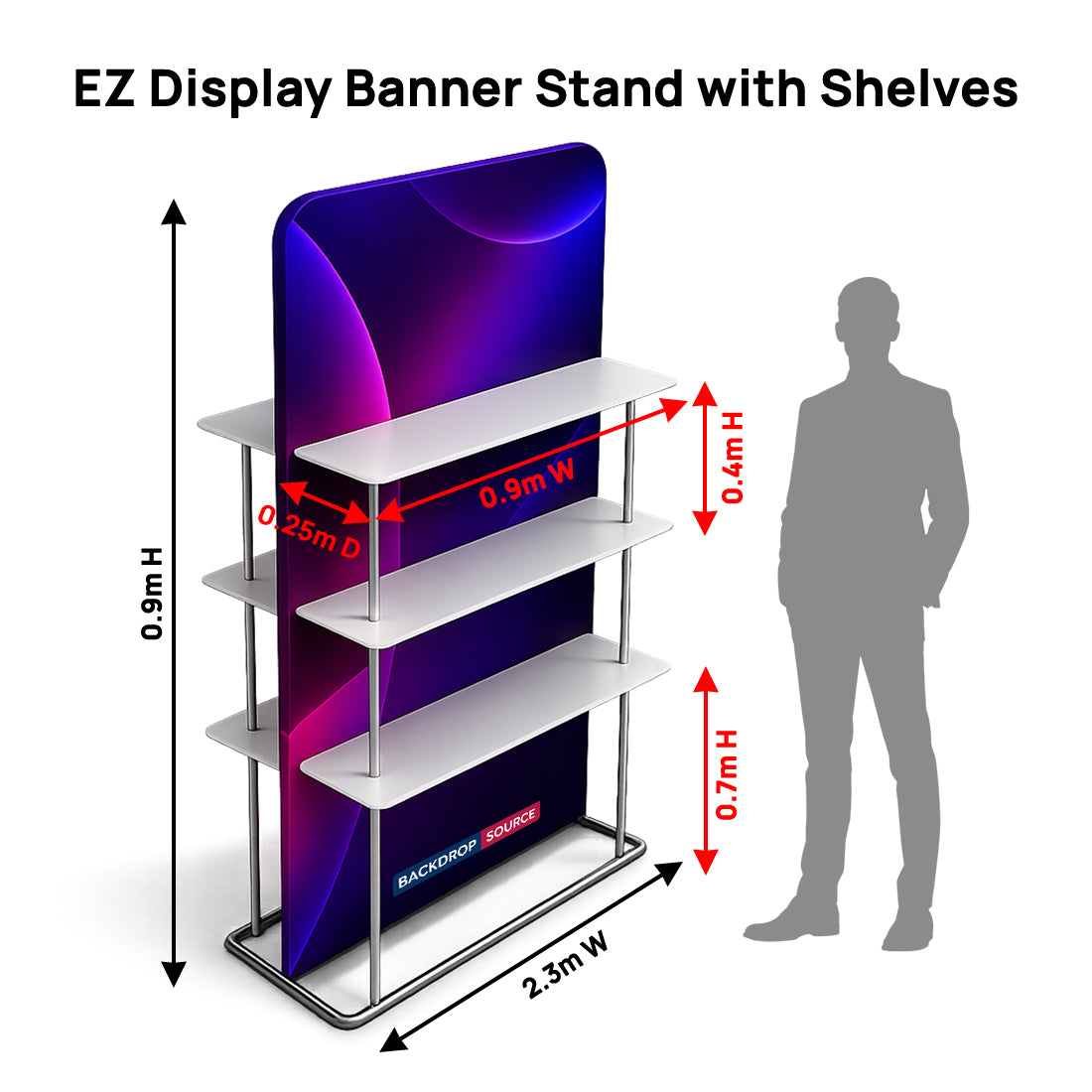 EZ Display Banner Stand with Shelves