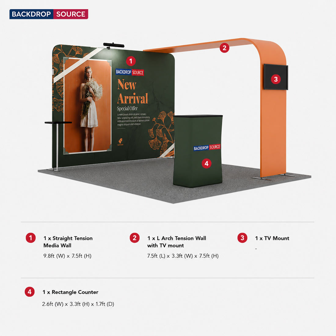 Economy L Arch TV Display Exhibition Kit for 10ft Wide Booths
