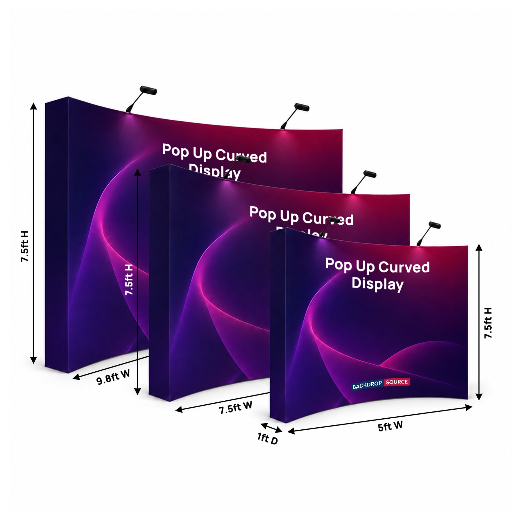 Kit de pared trasera curva emergente con luces de sujeción