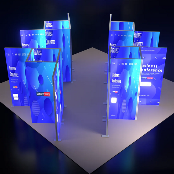 Exhibidor modular de luz SEG de 10 pies para ferias comerciales - Modelo 1