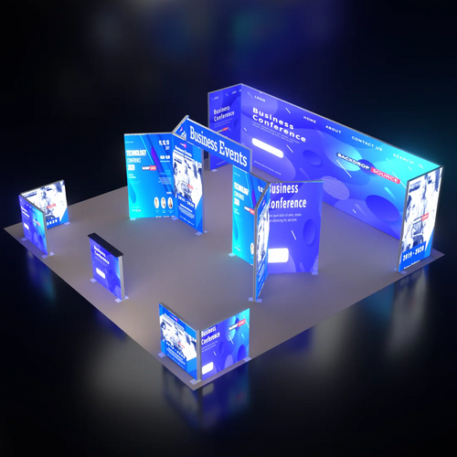 Exhibidor modular de luz SEG de 10 pies para ferias comerciales - Modelo 1