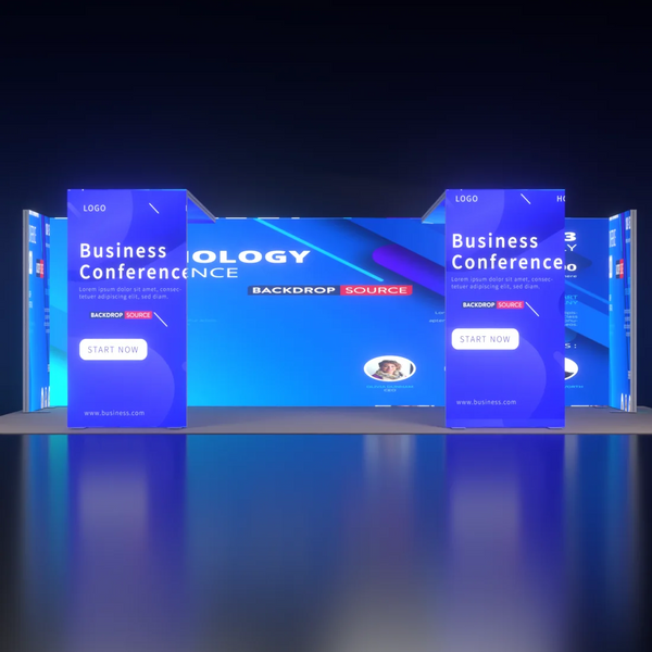 Exhibidor modular de luz SEG de 10 pies para ferias comerciales - Modelo 1