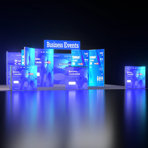 Exhibidor modular de luz SEG de 10 pies para ferias comerciales - Modelo 1