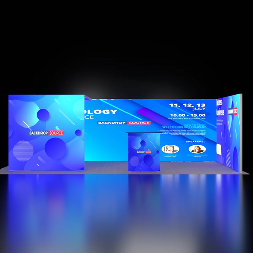 Exhibidor modular de luz SEG de 10 pies para ferias comerciales - Modelo 1