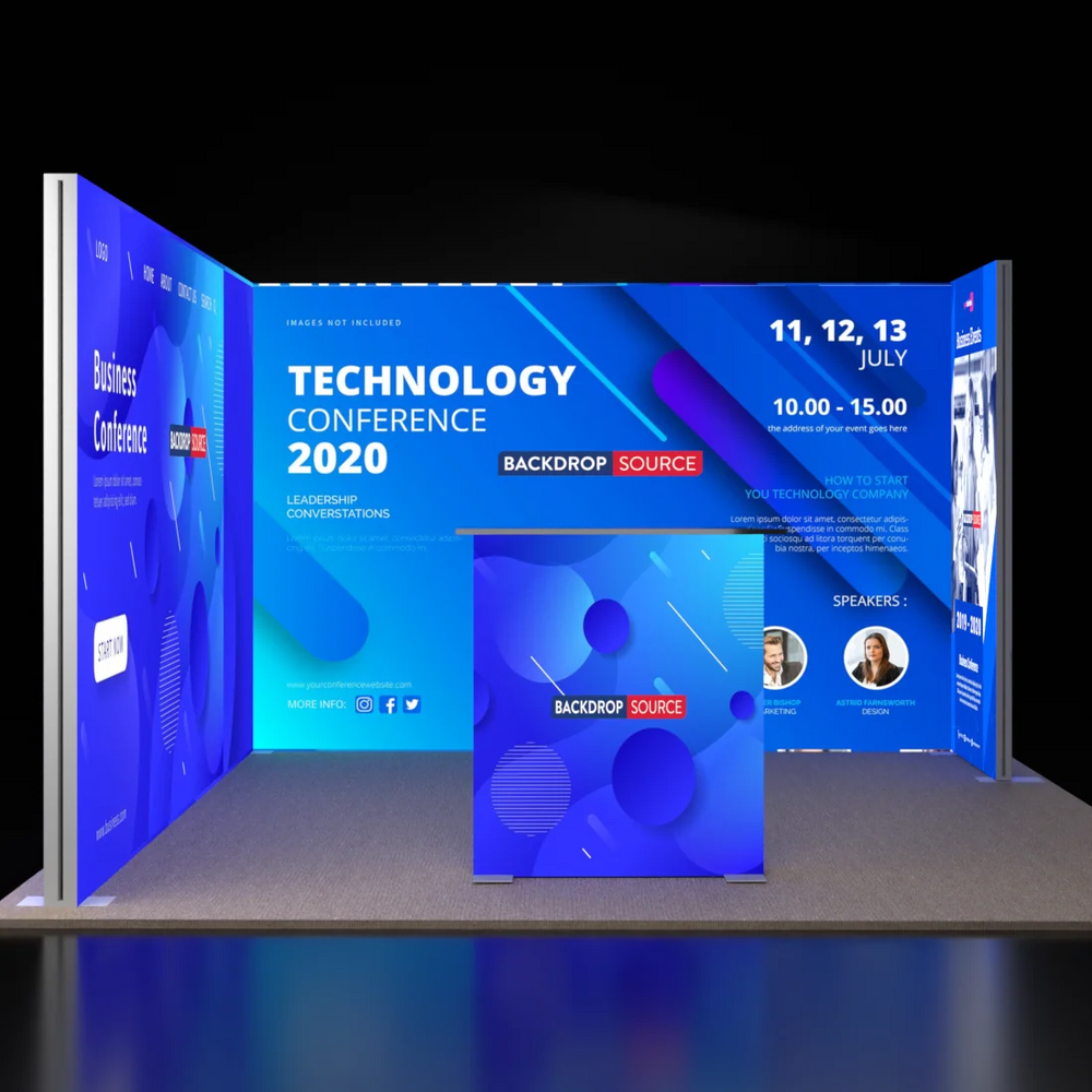 Exhibidor modular de luz SEG de 10 pies para ferias comerciales - Modelo 1