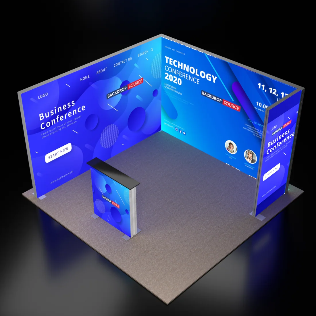 Exhibidor modular de luz SEG de 10 pies para ferias comerciales - Modelo 1
