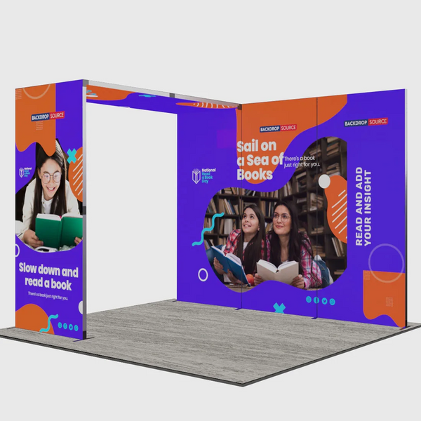 Exhibidor modular de luz SEG de 10 pies para ferias comerciales - Modelo 1