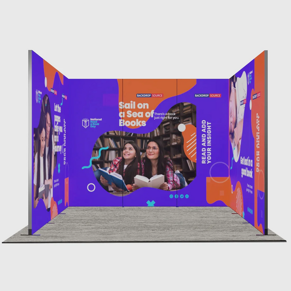 Exhibidor modular de luz SEG de 10 pies para ferias comerciales - Modelo 1