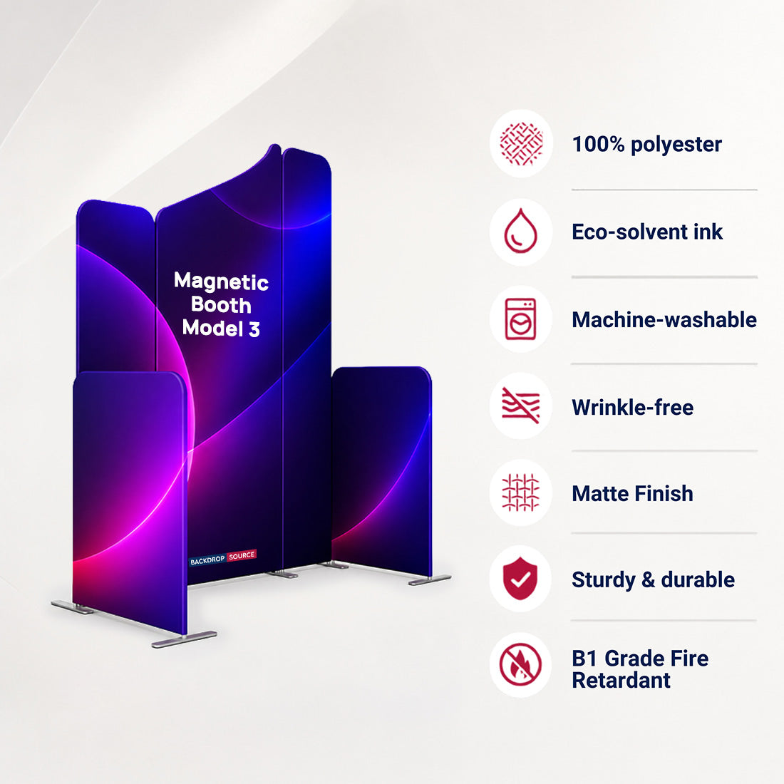Magnetic Fabric Booth Display - Model 3 (6.5 x 6.5ft)