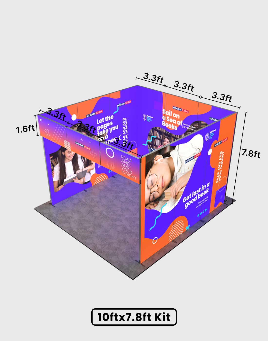 Espositore modulare SEG Lightbox da 10 piedi per fiere - Modello 1